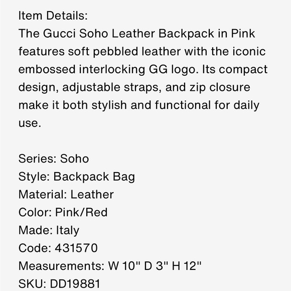 Gucci Pink Leather Backpack - Picture 5 of 8